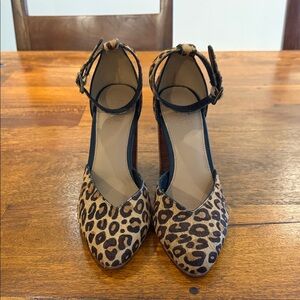 Leopard Print Ankle Strap Women's Shoes